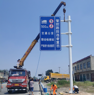 枣庄双悬臂标志杆、交通标志杆制作、门架立柱加工厂家